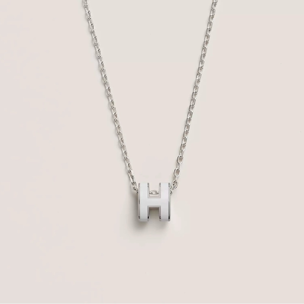 Mini H Pop Pendant Silver Hermes Necklace
